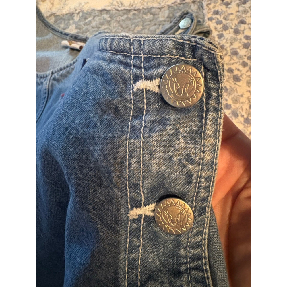 Vintage 90s Looney Tunes Denim Jumper Dress Tweety Sylvester Embroidered dress - Picture 5 of 9